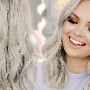 Brand New Long Straight Hair Extensions 26" #60 Platinum Blonde White